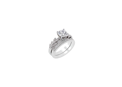 White Gold Plated CZ Studded Bridal Ring